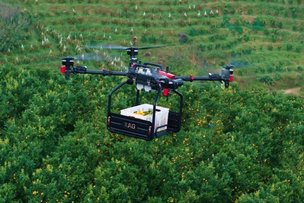 Dron de carga pesada XAG P150 MAX con eslinga RevoSling de hasta 80 kg